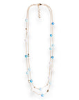 Collana lunga a due linee in catena con sfere in acrilico lucide multi blu - Mya Accessories