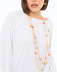 Collana lunga a due linee in catena con sfere in acrilico lucide multicolore - Mya Accessories