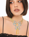 Collana girocollo in filo di strass con pietre in vetro design a fiore multicolore - Mya Accessories