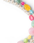 Collana girocollo a due linee di perle in acrilico con inserti in vetro multicolore - Mya Accessories