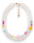Collana girocollo a due linee di perle in acrilico con inserti in vetro multicolore - Mya Accessories