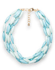 Collana girocollo multi fili con elementi ovali in acrilico turchese - Mya Accessories