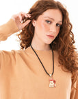 Collana in corda nera con pendente san Gennaro in metallo - Mya Accessories