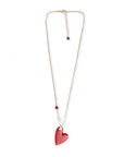 Collana lunga con pietre dure e pendente a cuore smaltato rosso - Mya Accessories