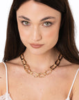 Collana girocollo in metallo con maglia rettangolare martellata - Mya Accessories