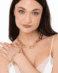 Collana girocollo in metallo con maglia rettangolare martellata - Mya Accessories