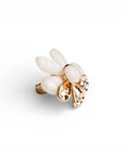 Anello elastico in metallo con fiore in acrilico bianco - Mya Accessories