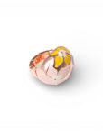 Anello in metallo elastico smaltato con fiori gialli e rosa - Mya Accessories