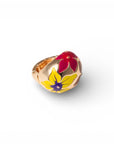 Anello in metallo elastico smaltato con fiori gialli e fucsia - Mya Accessories