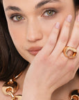 Anello in metallo lucido bombato con foro - Mya Accessories