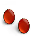 Orecchini a clip ovale in metallo con pietra in resina arancio - Mya Accessories