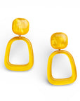 Orecchini pendenti a clip geometrici in acrilico giallo - Mya Accessories