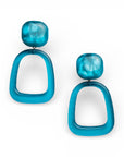 Orecchini pendenti a clip geometrici in acrilico blu - Mya Accessories