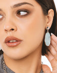 Orecchini pendenti ovali smaltati celeste - Mya Accessories