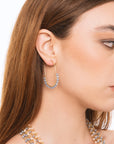 Orecchini a filo pendenti con pietre in vetro grigio - Mya Accessories