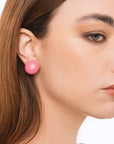 Orecchini a clip con pietra circolare in resina rosa - Mya Accessories