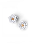 Orecchini a clip in metallo con design a rosa bianca - Mya Accessories