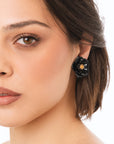 Orecchini a clip in metallo con design a rosa nera - Mya Accessories