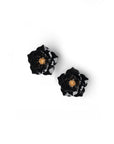 Orecchini a clip in metallo con design a rosa nera - Mya Accessories