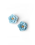 Orecchini a clip in metallo con design a rosa celeste - Mya Accessories