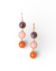 Orecchini in metallo pendenti con tre pietre dure multicolore - Mya Accessories