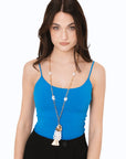 Collana lunga a catena con pendente a pesciolino ricoperto di conchiglie bianche - Mya Accessories