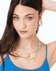 Collana girocollo a catena con pesciolino in metallo e pietre dure multi - Mya Accessories