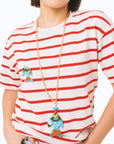 Collana lunga a catena con pendente in acrilico azzurro a forma di pesciolino - Mya Accessories