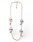 Collana lunga a catena con inserti a forma di pesciolino in acrilico - Mya Accessories