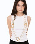 Collana lunga a catena grossa martellata in metallo antichizzato - Mya Accessories