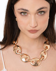Collana girocollo in metallo lucido con design a bottoni - Mya Accessories
