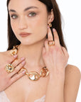 Collana girocollo in metallo lucido con design a bottoni - Mya Accessories