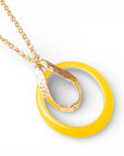 Collana lunga a catena antichizzata con pendente circolare giallo - Mya Accessories
