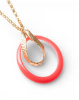 Collana lunga a catena antichizzata con pendente circolare rosa - Mya Accessories