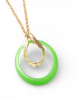 Collana lunga a catena antichizzata con pendente circolare verde - Mya Accessories