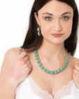Collana girocollo a catena con pietre in resina verde acqua - Mya Accessories