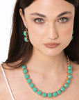 Collana girocollo a catena con pietre in resina verde acqua - Mya Accessories