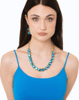 Collana girocollo a catena con pietre in vetro blu - Mya Accessories