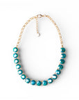 Collana girocollo a catena con pietre in vetro blu - Mya Accessories