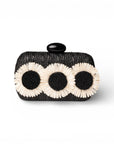Borsa clutch nera con tre fiori a rilievo - Mya Accessories