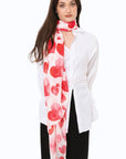 Sciarpa in cotone bianca con stampa a cuori rossi - Mya Accessories