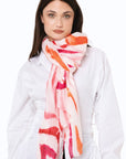Sciarpa in cotone bianca con stampa astratta tono rosa - Mya Accessories