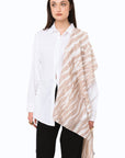 Sciarpa in cotone bianca con stampa animalier tortora - Mya Accessories