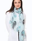 Sciarpa in seta verde acqua con stampa a cuori animalier - Mya Accessories