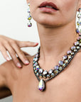Girocollo in metallo gun con pietra in vetro cristallo boreale - Mya Accessories