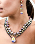 Girocollo in metallo gun con pietra in vetro cristallo boreale - Mya Accessories
