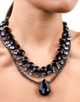 Girocollo in metallo gun con pietra in vetro viola - Mya Accessories