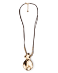 Collana lunga con laccio in cuoio con pendente a doppio medaglione - Mya Accessories