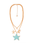 Collana girocollo doppia linea a catena con pendente a stella marina smaltata celeste - Mya Accessories