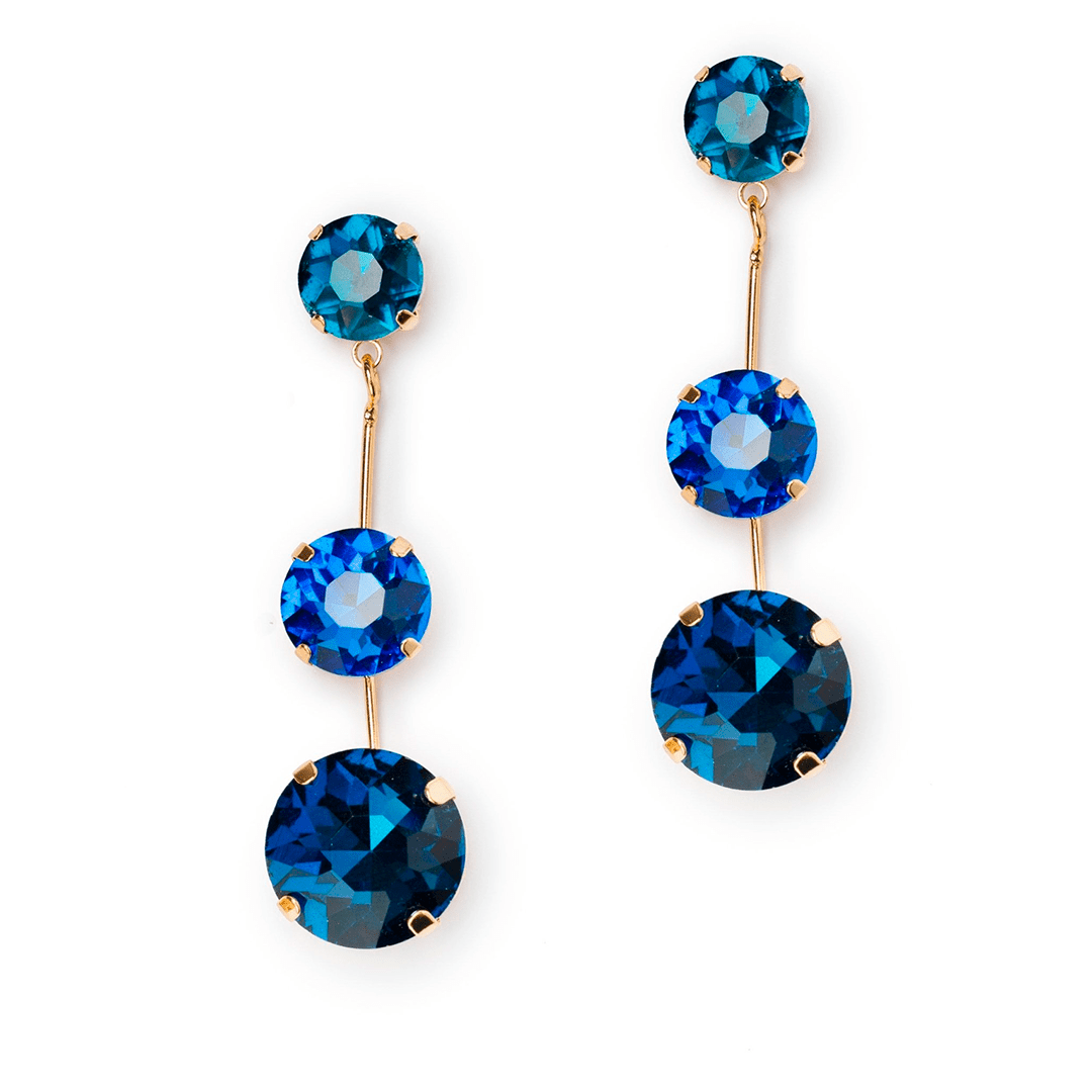 Orecchini pendente con tre pietre multi blu - Mya Accessories